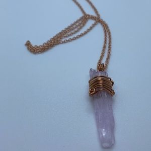 Wire wrapped crystal kunzite